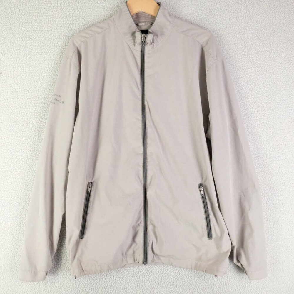 Linksoul Jacket Mens Large Light Gray Bomber Full Zip Athletic Performance Golf